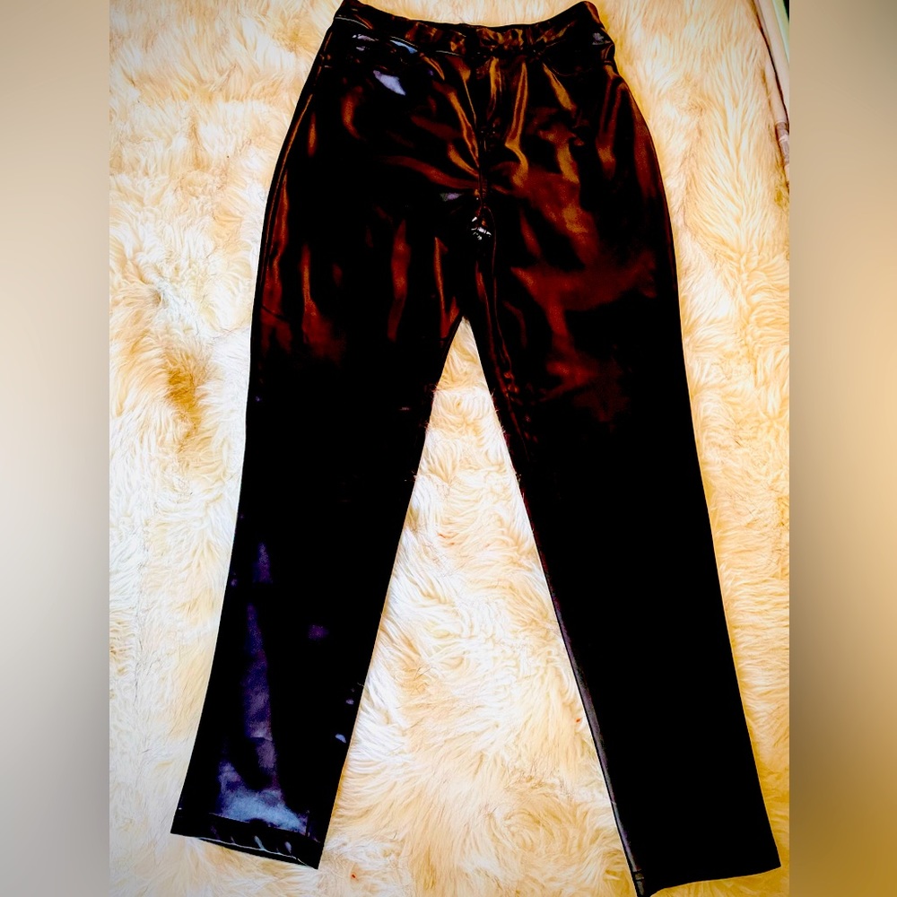 Black faux leather pants. Size M